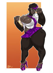 anthro ape areolae barely_visible_genitalia barely_visible_pussy breasts female furry gorilla hi_res jamelia nipple_slip nipples primate pussy pussy_peek rayjay solo vagina