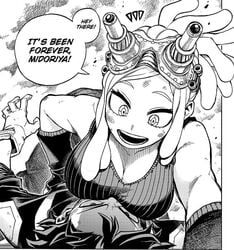 breasts canonical_scene hatsume_mei horikoshi_kouhei izuku_midoriya kohei_horikoshi manga mei_hatsume midoriya_izuku my_hero_academia official_art