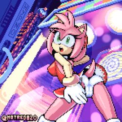 amy_rose anthro cameltoe dress hotred panties pink_fur pink_hair pixel_art small_breasts sonic_(series) studiopolis upskirt