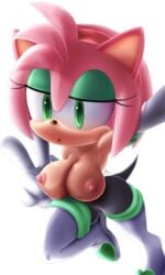 alpha_channel amy_rose amy_the_bat breasts_out furry hi_res pink_fur pink_hair rasenxoru rouge_the_bat_(cosplay) solo sonic_(series) thigh_highs