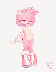 amy_rose anthro casual female footwear handwear handwear_and_footwear_only naked_footwear pink_fur pink_hair reddishfox_(artist) small_breasts sonic_(series) sonic_the_hedgehog_(series)