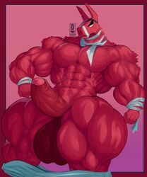 abs absurd_res animate_inanimate annoyed annoyed_expression anthro balls bandage bara biceps big_balls big_muscles big_penis camelid daiidalus epic_games erection eyebrows fortnite genitals hi_res huge_balls huge_muscles hyper_balls hyper_muscles hyper_penis living_piñata llama looking_at_viewer lt._john_llama male male_only mammal muscular muscular_anthro muscular_male muscular_thighs nude open_mouth pecs pectorals penis piñata red_body solo thick_eyebrows thunderthighs vhsdaii video_games