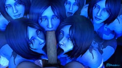 1boy 3d 6girls artificial_intelligence artist_signature big_ass big_breasts blowbang blowjob blue_eyes blue_hair blue_skin blue_tongue busty chin_length_hair collaborative_fellatio cortana cortana_v2 dark_blue_hair eye_contact fellatio female female_focus gangbang halo_(series) halo_4 harem hologram human human_penetrating licking_penis medium_hair multiple_girls oral oral_sex orgy otacon212 pov selfcest teamwork thick_thighs tongue tongue_out triple_fellatio