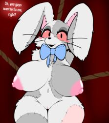 2021 absurd_res anthro blush breasts cute female five_nights_at_freddy's five_nights_at_freddy's:_security_breach fur genitals hair hi_res lagomorph leporid mammal milkteafox nipples pussy rabbit red_sclera scottgames smile solo text vanny vanny_(fnaf) video_games white_body