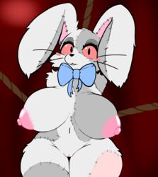 2021 absurd_res anthro blush breasts cute female five_nights_at_freddy's five_nights_at_freddy's:_security_breach fur genitals hair hi_res lagomorph leporid mammal milkteafox nipples pussy rabbit red_sclera scottgames solo vanny vanny_(fnaf) video_games white_body