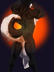 absurd_res anthro ass backsack balls big_balls big_penis canid canine canis digital_media_(artwork) fenrir_osbone fenrir_osbone_(character) foreskin fur genitals hair hi_res huge_balls huge_cock humanoid_genitalia humanoid_penis looking_back male mammal muscular muscular_anthro muscular_male nipples nude penis piercing presenting presenting_hindquarters raised_tail rear_view simple_background smile solo wolf