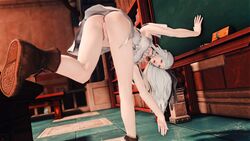 1girls bent_over blackboard candid classroom dress elpissimp final_fantasy final_fantasy_xiv gpose(ffxiv) looking_at_viewer nopan pussy upskirt vagina venat_(ffxiv)