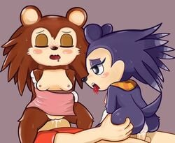 1boy 1girls 2girls absurd_res after_sex alternate_breast_size animal_crossing anthro anus ass asskoh big_breasts big_butt big_penis blush bodily_fluids breasts caught climax clothed clothing cum cum_in_pussy cum_inside curvy dialogue digital_media_(artwork) english_text eulipotyphlan eyelashes eyeshadow feet feral full_body genital_fluids genitals gynomorph gynomorph/male hedgehog holding_object huge_butt human indoors isabelle_(animal_crossing) labelle_able light-skinned_male looking_back makeup male mammal milkypuff nintendo non-euclidean_border pants_down penetration penis reverse_cowgirl_position sex shocked side_boob speech_bubble steam straddling sunglasses sunglasses_on_head sweat tail text thick_thighs vaginal video_games villager_(animal_crossing) voyeur window writing