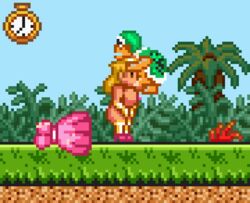 16-bit 1boy 1boy1girl 1girls big_breasts blonde_hair_female breasts hammer_bros. human irrumatio koopa long_gloves long_hair mario_(series) nintendo nipples nude_female pink_nipples pixel pixel_art princess princess_peach snes super_mario_bros._2 super_nintendo_entertainment_system timer white_legwear