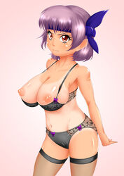 1girls alternate_version_available ayane_(doa) breasts busty dead_or_alive female female_focus female_only hourglass_figure oomr purple_hair solo tagme tan tanline tecmo wide_hips