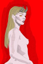 1girls actress anya_taylor_joy blonde_hair demon female female_only illyana_rasputin magik_(illyana_rasputin) marvel new_mutants sketch skinny small_breasts solo x-men