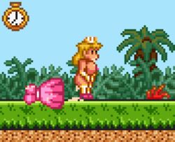 16-bit 1girls big_breasts blonde_hair_female breasts long_gloves long_hair mario_(series) nintendo nipples nude_female pink_nipples pixel pixel_art princess princess_peach snes sperm super_mario_bros._2 super_nintendo_entertainment_system timer white_legwear