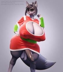 3d animated anthro anthro_only big_penis blender bouncing_breasts breasts christmas cleavage erection fur furry futa_only futanari hi_res highres huge_breasts iii_oridas_iii large_breasts large_penis looking_at_viewer massive_breasts mp4 nipple_bulge no_bra no_sound penis short_playtime solo solo_futa thick_thighs video wide_hips