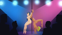 2girls britney_(totally_spies) crowd dancing exiscoming game_cg multiple_girls nude paprika_trainer pole_dancing silva_abegail tagme totally_spies