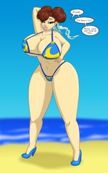 bikini bimbo chun-li high_heels huge_ass huge_breasts navel runningtoaster street_fighter thick_lips thick_thighs wide_hips