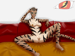 anthro bethesda_softworks blackreaper_bk201 breasts felid female furry genitals khajiit mammal monster_girl nude pussy sitting solo the_elder_scrolls video_games