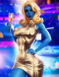 1girls alien alien_girl alternate_version_available animated background big_lips blonde_hair blue-skinned_female blue_background blue_body blue_eyes blue_skin bouncing bouncing_breasts breasts clothed clothed_female clothing confetti disney+ dress drink ecchioni fully_clothed glass gold_clothing gold_dress golden_dress golden_hair guardians_of_the_galaxy hand_on_hip holding_drink humanoid jiggle large_breasts lips lipstick long_hair marvel marvel_cinematic_universe nebula_(marvel) parted_lips pose shiny_clothes short_dress sideboob standing teeth thick_thighs video what_if...? wine_glass