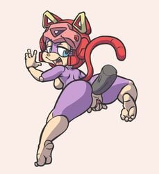 1girls animated anthro ass breasts color colored domestic_cat eggplants feline female furry kemono mammal penis pink_fur polly_esther pussy samurai_pizza_cats tagme tail