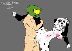 101_dalmatian_street 101_dalmatians 1boy 1girls 2018 against_wall anthro anthrofied armwear big_breasts breasts canine crossover cum cum_in_pussy cum_inside cumming dalmatian disney dolly_(101_dalmatians) female female_anthro female_penetrated halo_(series) helmet huge_breasts human legwear male male_human male_human/female_anthro male_penetrating male_penetrating_female mammal master_chief mostly_nude mostly_nude_female mostly_nude_male nipples penis pussy sex simple_background spartan_(halo) spartan_ii_(halo) stomach_bulge straight tagme vaginal_penetration video_games