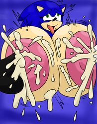 anthro big_breasts bodily_fluids breast_expansion breasts cum cum_in_nipples cumgoose expansion female genital_fluids group hi_res huge_breasts hyper hyper_breasts inflation looking_pleasured male male/female nipple_fetish nipple_penetration nipple_play nipples penetration sega sonic_(series) sonic_the_hedgehog sonic_the_hedgehog_(series) sonique_the_hedgehog