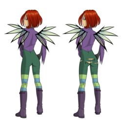 alpha_channel ass boots clothed fairy fairy_wings female nanotyrannus png red_hair standing tight_clothing torn_clothes transparent_background w.i.t.c.h. will_vandom wings