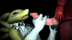 1boy 1girls 3d crossover digimon female five_nights_at_freddy's foxy_(fnaf) knot male mrdr nude nude_female nude_male penis renamon straight