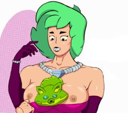 1girls big_breasts brawl_stars dress female female_focus female_only gloves green_hair huge_breasts jewelry lola_(brawl_stars) supercell weab00mer