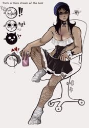 1boy badboyhalo black_hair coloured crossdressing dream_smp fishnet_pantyhose fishnets georgenotfound long_hair_male maid maid_dress maid_outfit male male_only man_boobs mcyt quackity quacktitties sapnap simple_background socks_under_fishnets solo truth_or_dare wilbur_soot yaoi