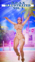 3d ayane_(doa) big_breasts breasts busty dead_or_alive female female_focus female_only honeykai_(artist) hourglass_figure makeup nudity pose posing purple_hair red_eyes short_hair solo tagme tecmo wide_hips