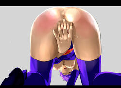1girls alternate_version_available artist_request ass ayane_(doa) breasts bubble_ass bubble_butt busty dead_or_alive female female_only fingering hanging_breasts kunoichi ninja purple_hair pussy pussy_juice red_ass red_eyes solo spank_marks tagme tecmo thighhighs vagina