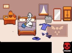 2022 accurate_art_style animated berdly cowgirl_position deltarune female femdom larger_female mayin milf pixel_art size_difference smaller_male tagme toriel