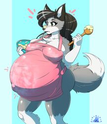 1girls anthro belly_button_visible_through_clothing big_belly big_breasts female female_only furry lunarholt pregnant ready_to_pop