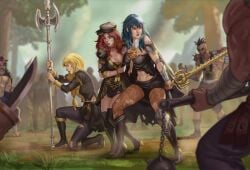 3girls adoohay ambush arm_around_shoulders axe bad_end bangs bare_midriff bare_thighs blonde_hair blood blue_eyes blue_hair boots braid braided_ponytail breasts brown_hair byleth_(fire_emblem) byleth_(fire_emblem)_(female) captured cleavage day defeated defeated_heroine dorothea_arnault evil_grin evil_smile exhausted female femsub fire_emblem fire_emblem:_three_houses frown garreg_mach_monastery_uniform green_eyes grin hat heavy_breathing imminent_rape ingrid_brandl_galatea injury knife large_breasts leggings lipstick long_hair male maledom medium_breasts medium_hair messy_hair midriff midriff_baring_shirt multiple_boys multiple_girls muscular_male nail_polish nintendo one_eye_closed outdoors pantyhose party_wipe rape red_lips red_lipstick red_nails scar shirt shorts skirt slave smile spoils_of_war surrounded sword sword_of_the_creator teal_hair thighs torn_clothes weapon