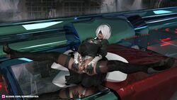 1futa 3d balls big_penis blindfold breasts chastity chastity_cage clothed clothing cock_cage erect_penis erection futa_only futanari gomberotica hairband intersex leotard leotard_aside light-skinned_futa light_skin nier nier:_automata penis skirt solo solo_futa spread_legs testicles thighhighs white_hair yorha_2b
