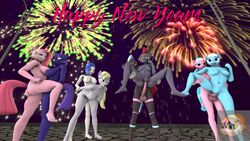 3d absurd_res aloe_(mlp) animal_genitalia animal_penis animal_pussy anthro anthrofied derpy_hooves digital_media_(artwork) empathy_(oc) equid equine female female/female fireworks friendship_is_magic futanari genitals group gynomorph hasbro herm hi_res holidays horn horseballs horsecock horsepussy intersex looking_pleasured lotus_blossom mammal mr._guinea_pig my_little_pony new_year penis pinkamena_(mlp) pinkie_pie_(mlp) prism_bolt pussy sex straight_hair tongue unicorn