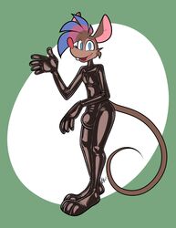 1boy animal_ears anthro bulge hair latex long_tail male male_anthro male_only penis qqlettuce solo tail testicles