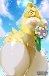 1girls animal_crossing anthro big_ass big_breasts bride cute female fur furry isabelle_(animal_crossing) nintendo nipples princesssamoyed shih_tzu slightly_chubby tagme thick_thighs wedding_dress wide_hips