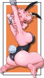1girls 3d arms_up ass bare_shoulders barefoot bunny_ears bunny_girl bunny_tail bunnysuit female female_only greatm8 huge_ass mina_ashido my_hero_academia shounen_jump solo solo_female source_filmmaker thick_thighs wariza wide_hips