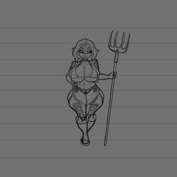 arsfromnowhere_(artist) big_breasts breasts curvy farmer female gigantic_breasts huge_breasts monster_girl sketch thick wide_hips