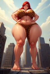 ai_generated barefoot blue_eyes cavegirl cavewoman dc female feral giantess giganta jungle jungle_girl light-skinned_female loincloth perchance_ai prehistoric primitive red_hair tarzan tribal wild