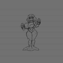 arsfromnowhere_(artist) barmaid barman big_breasts breasts curvy drunk female gigantic_breasts goo goo_creature huge_breasts monster_girl sketch slime slime_girl slime_humanoid thick wide_hip