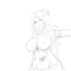 black_and_white breasts cana_alberona chummy_art fairy_tail female line_art naked_female sketch