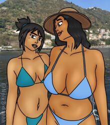beach_background big_breasts bikini breasts daughter_and_mother female humanization lego maya_(ninjago) milf mole ninjago npix34 nya_(ninjago) ocean voluptuous_female