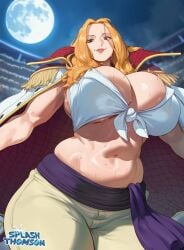 ai_generated bare_thighs bbw big_female bigger_female black_eyes blonde_hair chubby_female edward_newgate genderswap_(mtf) gigantic_breasts huge_breasts huge_thighs light-skinned_female light_skin long_hair low-angle_view massive_breasts mature_female milf oiled_body oiled_skin one_piece rule_63 smiling solo_female splashthomson squatting sweat sweatdrop thick_body thick_female thick_thighs thighs voluptuous voluptuous_female whitebeard