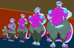 absurd_res anthro bodily_fluids broken clothing dragon female fristy growth hi_res hyper mythological_creature mythological_scalie mythology scalie sequence solo stages tears testing whitedragon1204