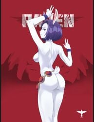 1anthro 1girls 2d anthro anthro_female anthrofied armband artist_logo artist_name ass big_ass big_breasts big_butt breasts bunny bunny_ears bunny_girl bunny_raven bunny_tail carderroy character_name color colored curvy curvy_figure dc_comics digital_media_(artwork) english_text female female_focus female_only fully_naked fully_nude hi_res highres large_ass large_butt looking_at_viewer looking_back looking_back_at_viewer looking_over_shoulder naked nude posing posing_for_the_viewer purple_eyes purple_hair purple_hair_female rabbit rabbit_ears rabbit_tail rachel_roth raised_arm raven_(dc) red_background short_hair slim smirking smirking_at_viewer standing teen_titans text thigh_up thighs voluptuous_female white_body white_fur