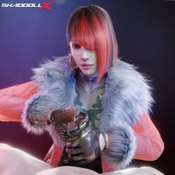 1boy 1girls 3d 3d_(artwork) 3d_render absurd_res anna_williams bandai_namco dominant dominant_female domination female female_human femdom gloved_handjob gloves handjob high_quality high_resolution highres hoop_earrings male red_hair shaddoll_x talons tekken tekken_8