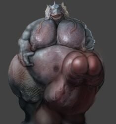 absurd_res animal_humanoid anthro balls belly big_balls big_belly breasts curvy_figure dc_comics fish fish_hooking fish_king_(dc) genitals hi_res hohohonse huge_balls humanoid hyper hyper_balls hyper_genitalia male male/male marine marine_humanoid moobs muscular muscular_anthro narrowed_eyes nipples obese overweight pecs penis presenting presenting_penis scales scalie seductive slightly_chubby solo vein veiny_penis voluptuous_male