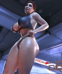 1girls 3d 3d_(artwork) 3d_render big_ass bikini bikini_bottom bikini_top bioware bloom breasts commander_shepard female femshep green_eyes high_resolution highres indoors large_breasts legs light-skinned_female light_skin looking_at_viewer mass_effect patreon_logo patreon_username pussy pussy_peek red_hair sgejinx_(artist) smile solo solo_female space spaceship teeth teeth_showing thick_thighs twitter_username watermark window wink winking_at_viewer
