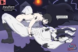 2boys altar_boy arm_markings back_markings bed cheek_markings chest_markings cyles_cinning demon demon_boy demon_horns demon_wings dimension dominant_bottom dominant_penetrated eye_markings face_markings forced_penetration forced_to_penetrate gay hell hip_markings horns incubus laying_down laying_on_bed leg_markings lightning lightning_bolt male male/male male_only nipple_piercing original original_artwork original_character original_characters painted_nails power_bottom submissive_penetrating submissive_top sweat text text_box transformation transformation_through_sex twink_top urethral_insertion urethral_plug wings